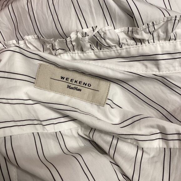 Max Mara Weekend White Striped Cotton Shirt Size 14 - Picture 11 of 15